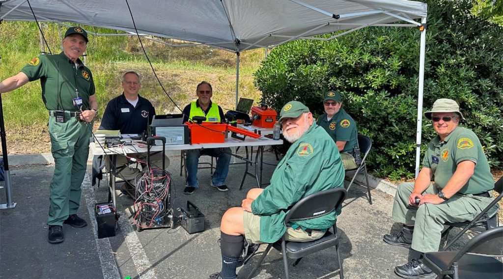 Brad Wiseman, David Goldenberg, Mike Schrage, Tom Cagan, Mark Winn, Steve Brtis participate in an emergency drill.